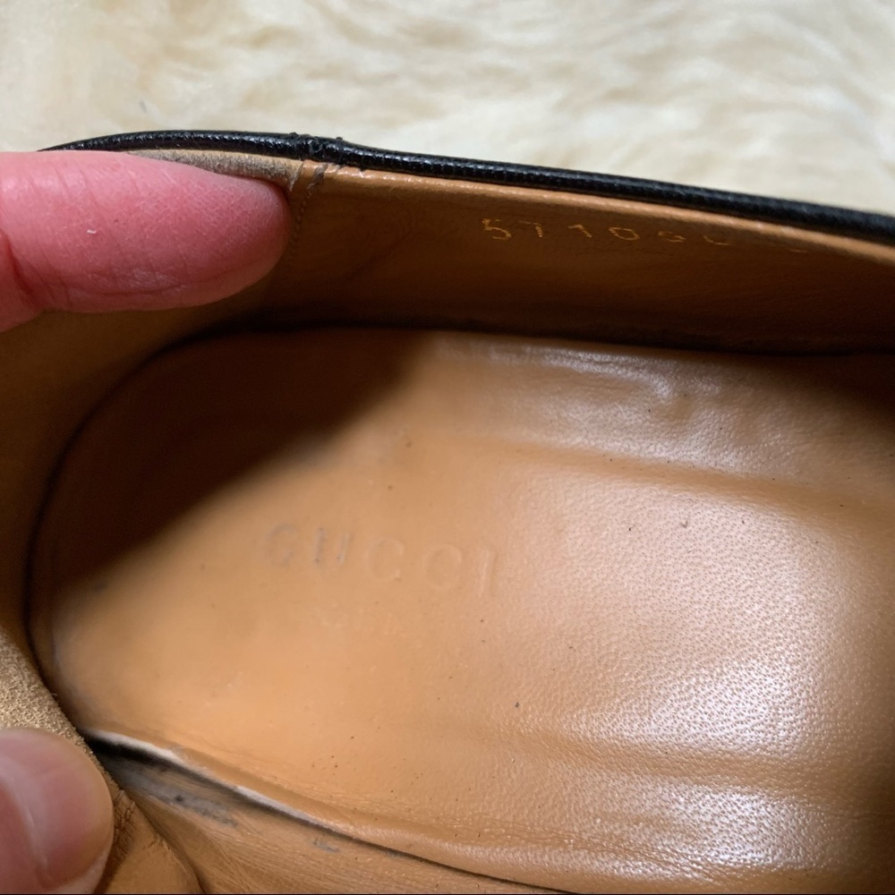 Gucci Black Leather Horsebit Quentin Slip On Loafers Size 35 - Picture 8 of 13